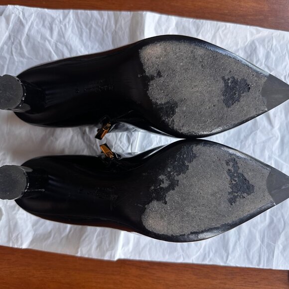 Ferragamo Black Patent Leather Ankle Booties - Picture 8 of 11